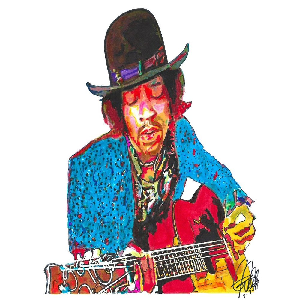 Jimi Hendrix Acoustic Guitar Rock Music Poster Print Wall Art 18x24